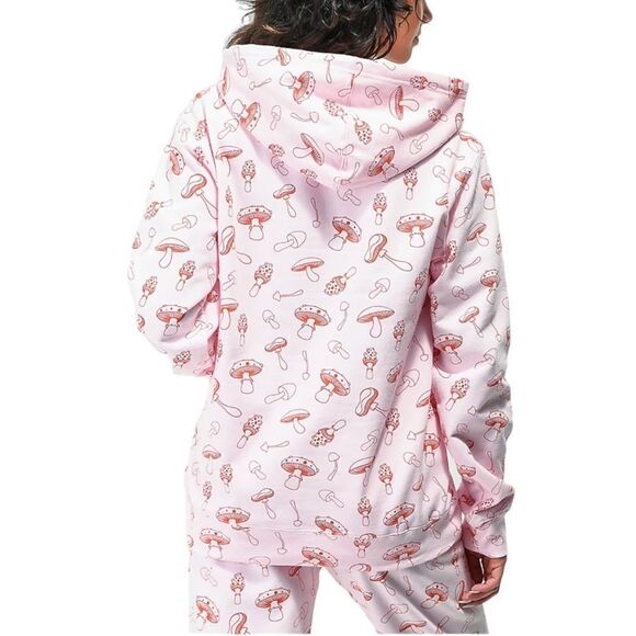 By Samii Ryan Shrooms All Over Print Pink Hoodie Medium MSRP $72 - Picture 4 of 7